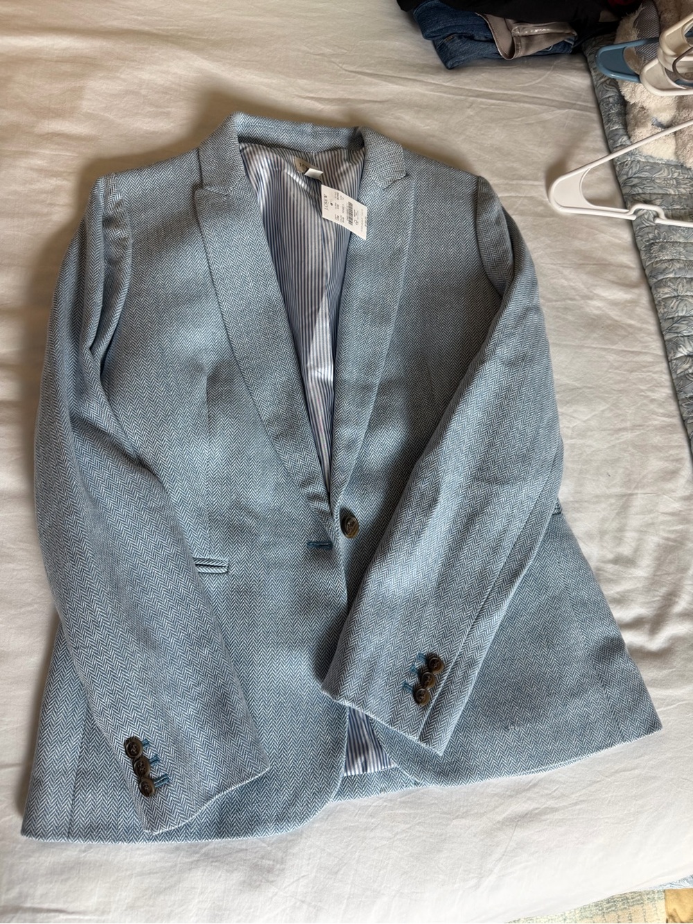 BNWT Light Blue Herringbone WOMENS J Crew Blazer